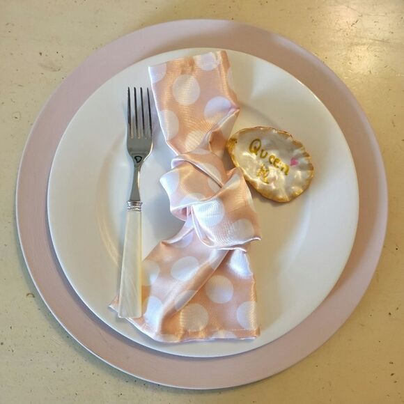 100 pink polka dot satin napkins wedding decor - Picture 5 of 5